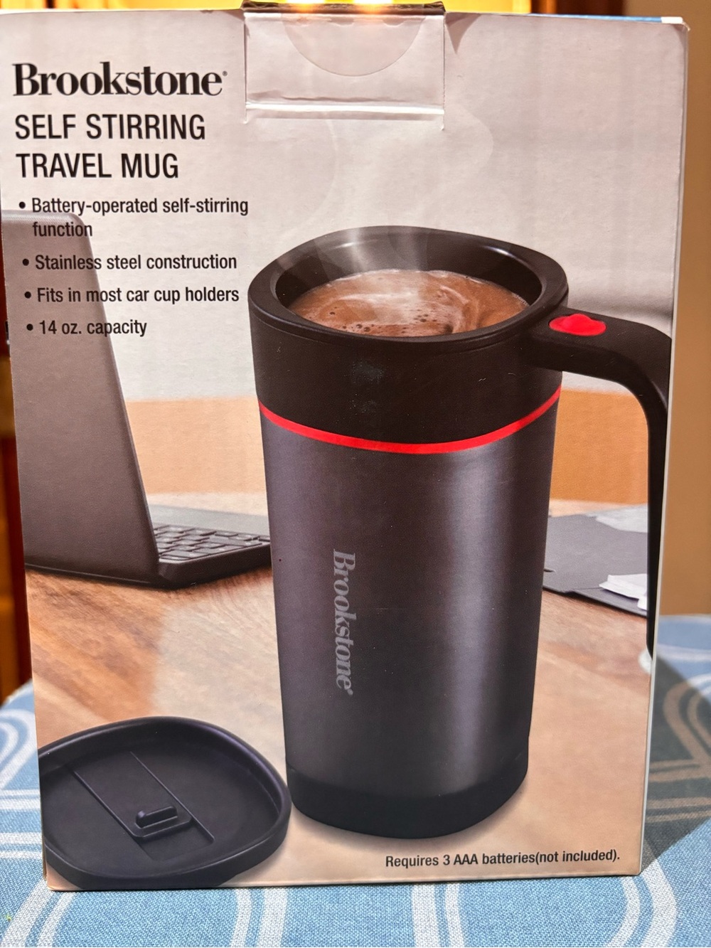Brookstone Black Travel Mug with Red Accent